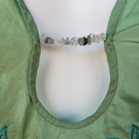 Express Design Studio Green Silk Blouse with Stone - Picture 7 of 11